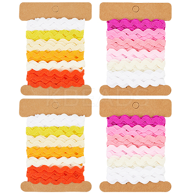 4 Cards 2 Styles Polyester Wavy Fringe Trim Ribbon DIY-GF0009-48G-1