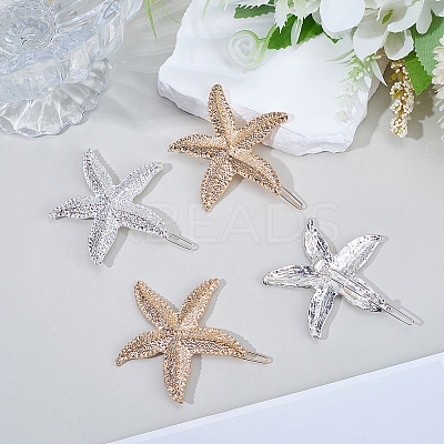 4Pcs 2 Colors Zinc Alloy Hair Barrettes PHAR-SP0001-24-1