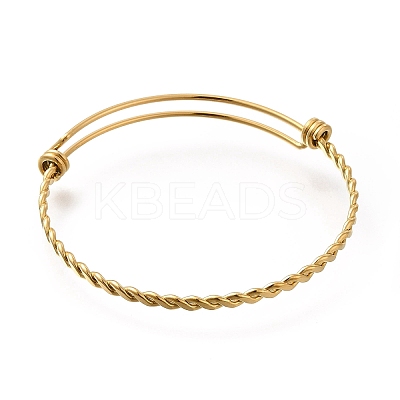 304 Stainless Steel Twist Bangles for Women BJEW-M233-01G-1