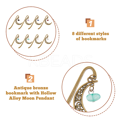 1 Set Tibetan Style Alloy Hook Bookmarks AJEW-FH0003-72A-1