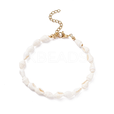 Natural Shell Beaded Bracelet BJEW-JB08162-1