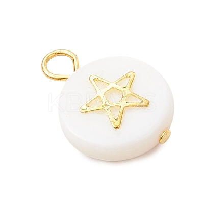 3Pcs 3 Styles Natural Freshwater Shell Flat Round Charms PALLOY-JF04018-02-1