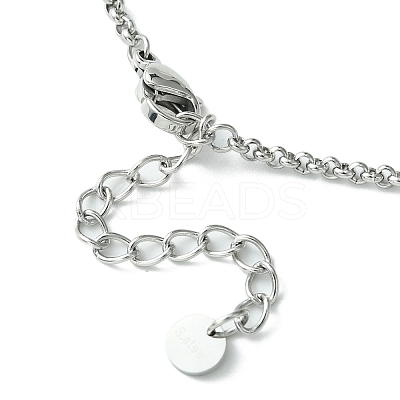 Rings 304 Stainless Steel with Rhinestone Pendant Necklace with Rolo Chains AJEW-Z025-02-1