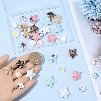 48Pcs 12 Styles Handmade Porcelain Beads PORC-PA0001-07-1