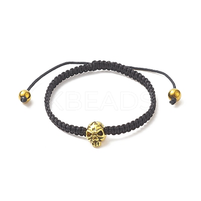 4Pcs 4 Color Synthetic Hematite & Alloy Skull Braided Bead Bracelets Set BJEW-JB09215-1