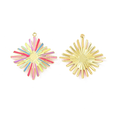Real 18K Gold Plated Rack Plating Eco-Friendly Brass Enamel Pendants KK-F844-05G-1