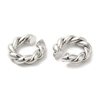 Rack Plating Brass Twist Rope Cuff Earrings for Women EJEW-D059-09P-1