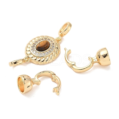 Brass Micro Pave Clear Cubic Zirconia Fold Over Clasps KK-U059-39G-1