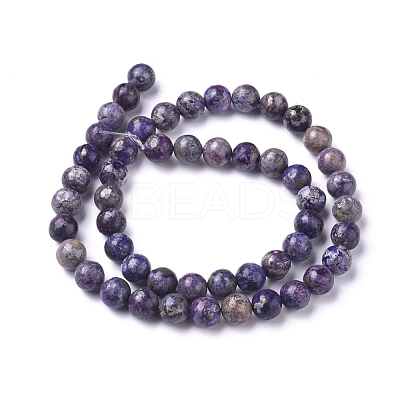 Natural African Pyrite Beads Strands G-D0006-C04-8mm-02-1