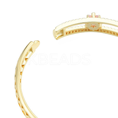 Cubic Zirconia Star Hinged Bangle BJEW-N012-050-1