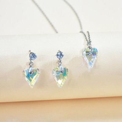 Alloy with Clear AB Glass Pendant Necklace & Stud Dangle Earring FS-WGCC2DF-01-1