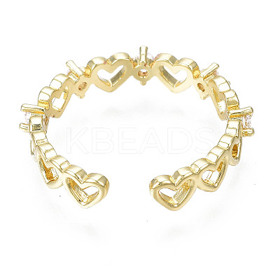 Exquisite Cubic Zirconia Heart Cuff Ring X-RJEW-N035-057-NF-1