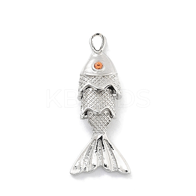 Fish Rack Plating Brass Micro Pave Cubic Zirconia Pendants KK-Z071-72A-01P-1
