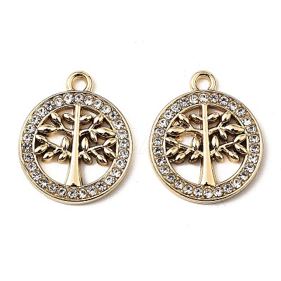 UV Plating Alloy Rhinestone Pendants FIND-A054-08G-1