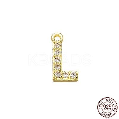 Real 18K Gold Plated 925 Sterling Silver Micro Pave Clear Cubic Zirconia Charms STER-P054-10G-L-1