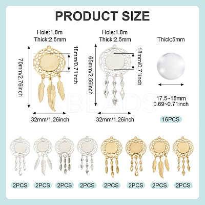 DIY Blank Dome Woven Net/Web with Feather Alloy Pendant Making Kits DIY-TA0011-22-1