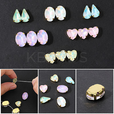 60Pcs 6 Styles Zinc Alloy Rhinestone Sew on Rhinestones FIND-CY0001-07-1