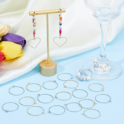 80Pcs 2 Colors 316 Surgical Stainless Steel Hoop Earrings Findings STAS-DC0016-50A-1