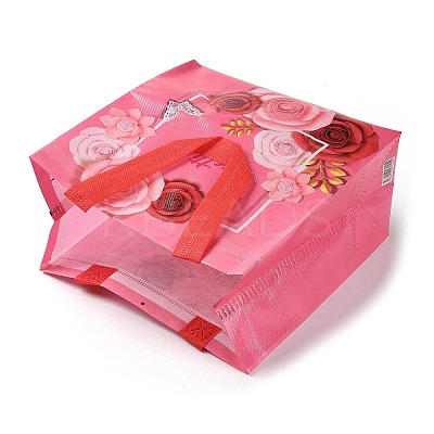 Mother's Day Theme Printed Flower Non-Woven Reusable Folding Gift Bags with Handle LS-ABAG-F009-C04-1