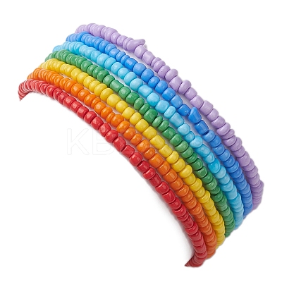 7 PCS Rainbow Style Glass Seed Beads Bracelets Sets for Women BJEW-JB10065-02-1