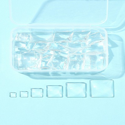 48Pcs 6 Styles Transparent Square Glass Cabochons GGLA-FS0001-06-1