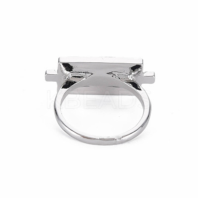 Rectangle with Letter S Rack Plating Alloy Wide Band Rings RJEW-Q163-008B-RS-1