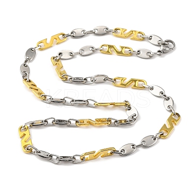 201 Stainless Steel Oval Links Chain Necklace NJEW-F22-39S-GP-1