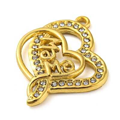 Ion Plating(IP) Real 18K Gold Plated 304 Stainless Steel Rhinestone Pendants STAS-P341-07G-02-1