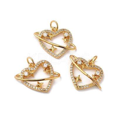 Rack Plating Brass Micro Pave Clear Cubic Zirconia Pendsnts KK-D074-26G-1