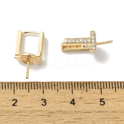 Brass Micro Pave Clear Cubic Zirconia Stud Earring Findings KK-U013-06G-1