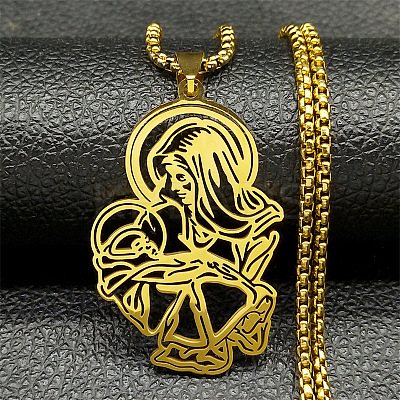201 Stainless Steel Pendant Necklaces NJEW-K283-09G-1