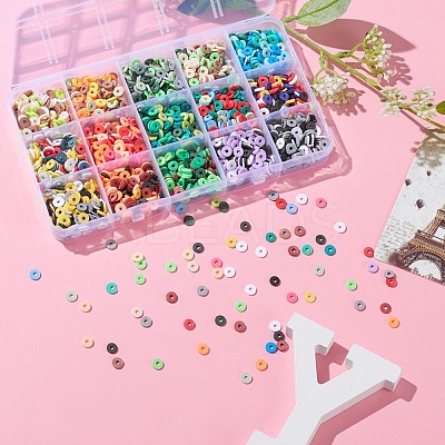 2400Pcs 15 Colors Handmade Polymer Clay Beads CLAY-YW0001-27A-1