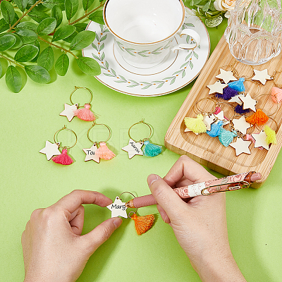 6 Sets Brass Wine Glass Charms Set AJEW-HY0001-48-1