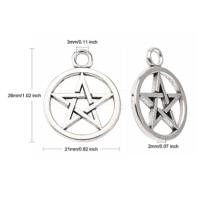 Tibetan Style Alloy Pentagram Pendants PALLOY-2739-AS-LF-1