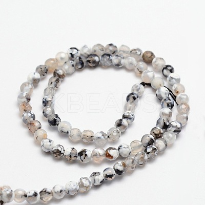 Faceted Natural Agate Round Beads Strands G-E318B-4mm-05-1