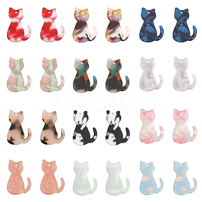 24Pcs 12 Colors Cellulose Acetate(Resin) Pendants KY-GL0001-03-1