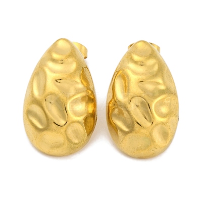 Teardrop Ion Plating(IP) 304 Stainless Steel Stud Earrings EJEW-H013-31G-1
