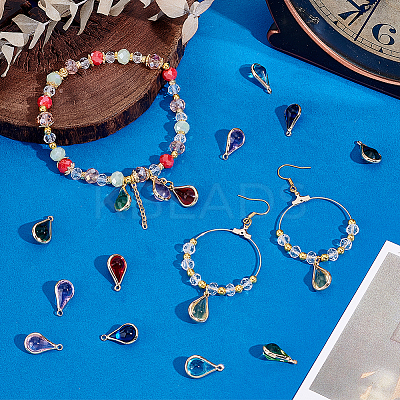 16Pcs 8 Colors Glass Gourd Pendants KK-PH0013-31-1