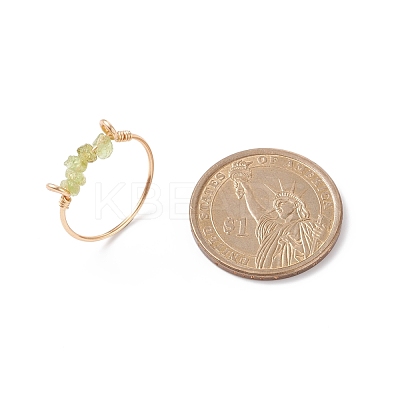Natural Gemstone Chips Beaded Finger Rings RJEW-JR00512-1