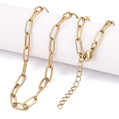 4MM Unisex 304 Stainless Steel Paperclip Chain Necklaces STAS-Q113-14G-03-1