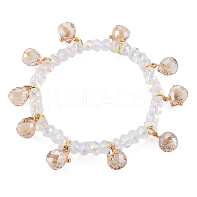 Faceted Glass Beads Stretch Bracelets BJEW-Q997-004-RS-1