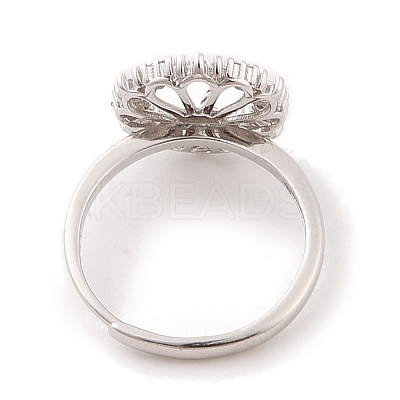 925 Sterling Silver Micro Pave Cubic Zirconia Design Ring Mounts Fittings with Pearl Seat STER-B003-12P-1