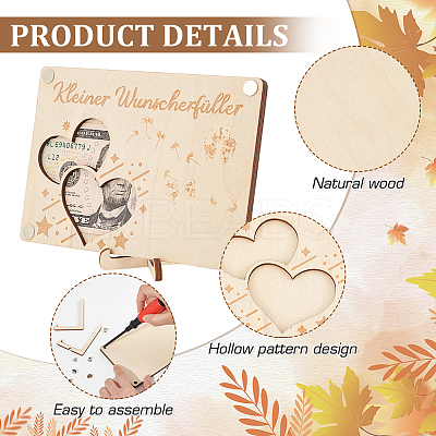 Laser Cut Wooden Money Holder Display Stands AJEW-FG0004-22A-1