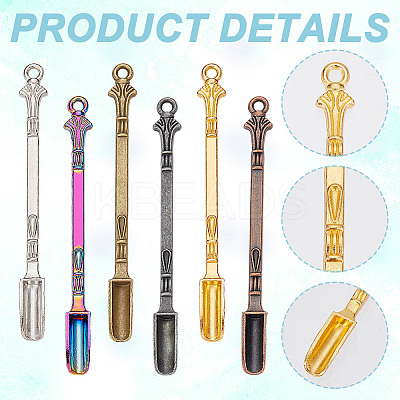 18Pcs 6 Colors Zinc Alloy Snuff Spoon AJEW-NB0006-13-1