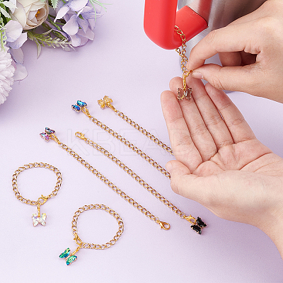 Butterfly Brass Glass Cup Charms HJEW-UN00017-1