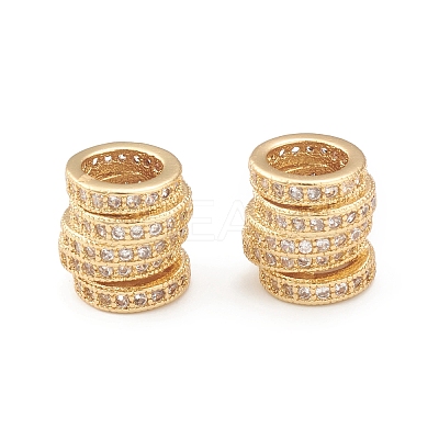Brass Micro Pave Cubic Zirconia European Beads KK-I698-01G-1