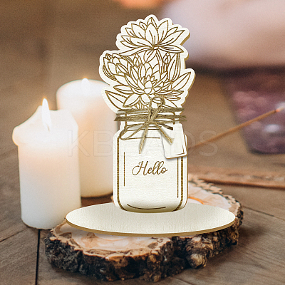 Mother's Day Wood Flower Bouquet Greeting Card AJEW-WH0441-007-1