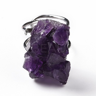 Natural Amethyst Nuggets Cuff Ring LS-RJEW-G271-01P-02-1