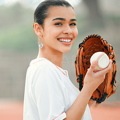 8 Pairs 8 Style Softball Sport Theme Alloy Dangle Earrings EJEW-AN0003-21-1