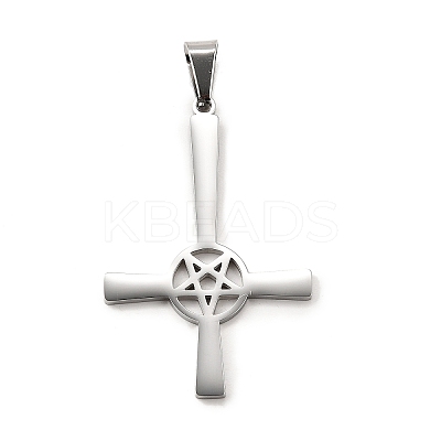 304 Stainless Steel Saint Peter's Cross Pendants STAS-R171-06P-1